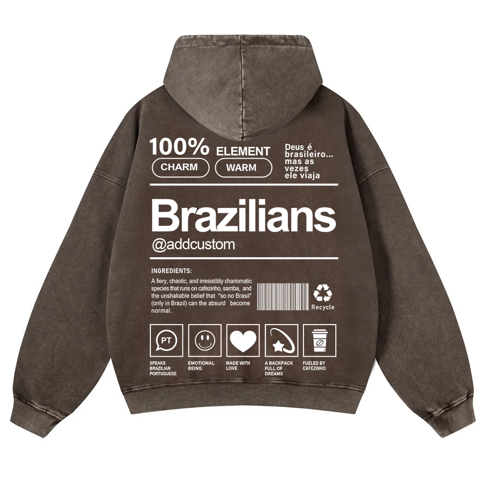 Brazilians Addcustom Unisex Fit  Washed Hoodie wearishow