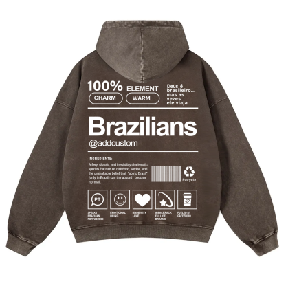 Brazilians Addcustom Unisex Fit  Washed Hoodie wearishow