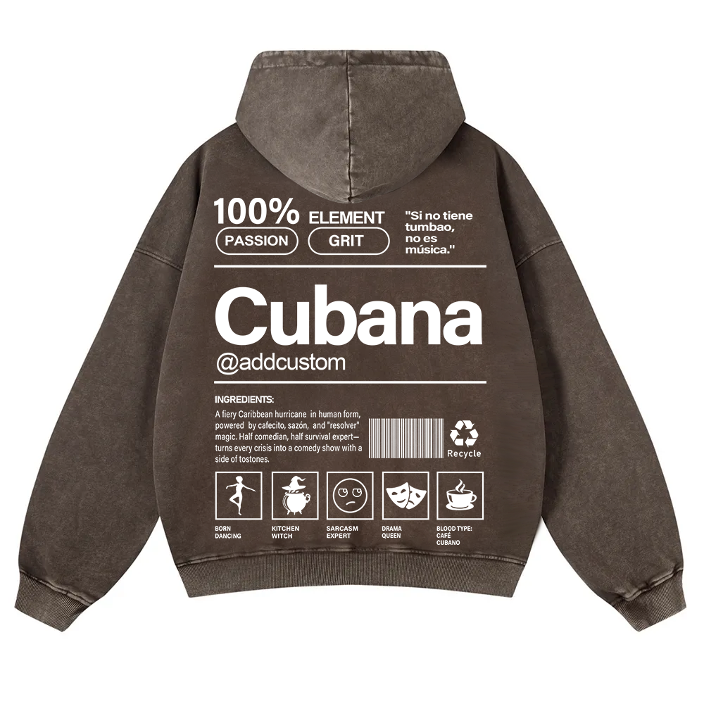 Cubana Addcustom Unisex Fit  Washed Hoodie wearishow