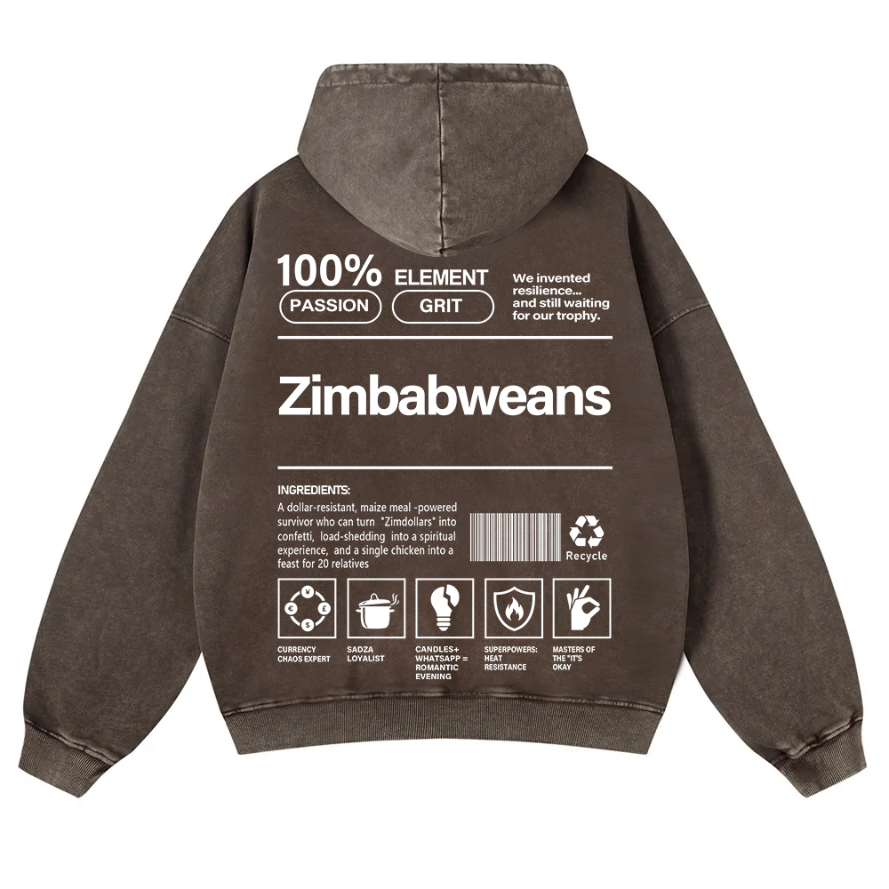 Zimbabweans Unisex Fit  Washed Hoodie wearishow