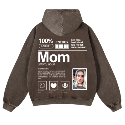 Addcustom Photo Mom Vintage Washed Hoodie