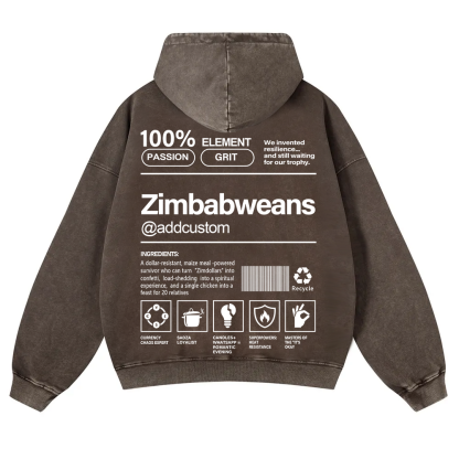 Zimbabweans Addcustom Unisex Fit  Washed Hoodie wearishow