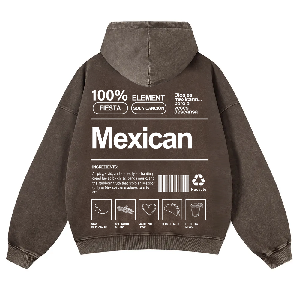 Mexican Unisex Fit  Washed Hoodie wearishow