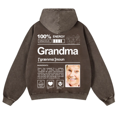 Addcustom Photo Grandma Vintage Washed Hoodie