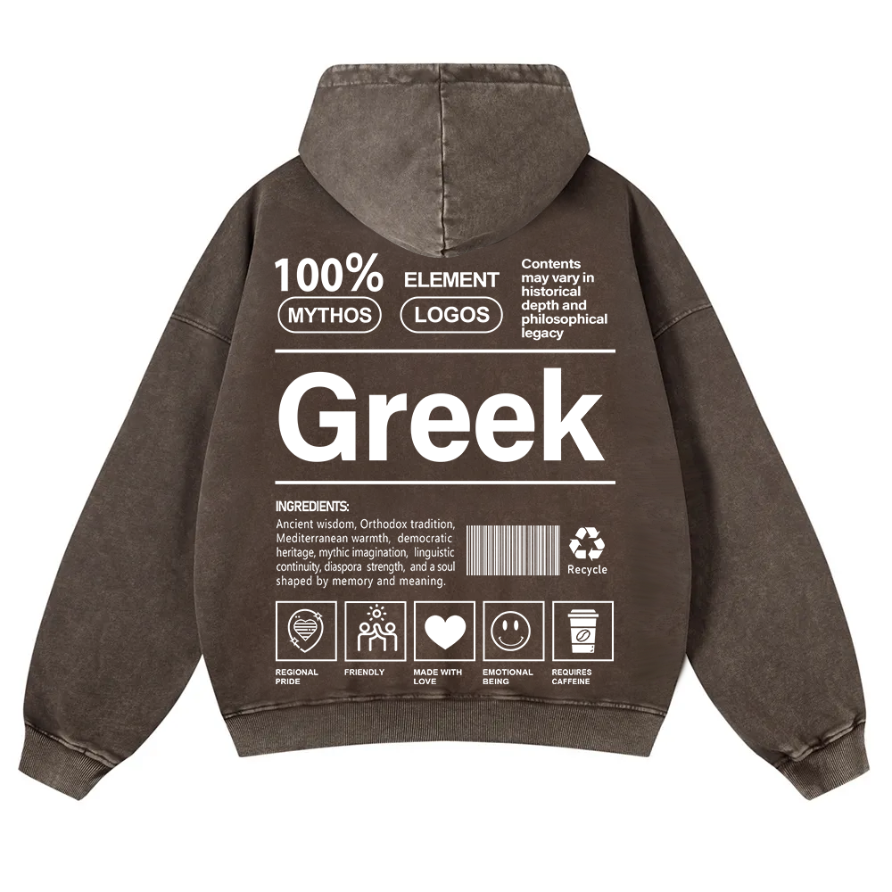 Greek Unisex Fit  Washed Hoodie wearishow