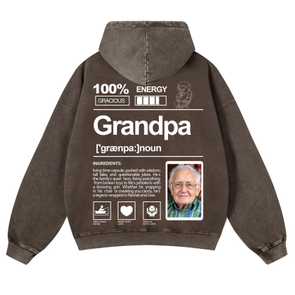 Addcustom Photo Grandpa Vintage Washed Hoodie