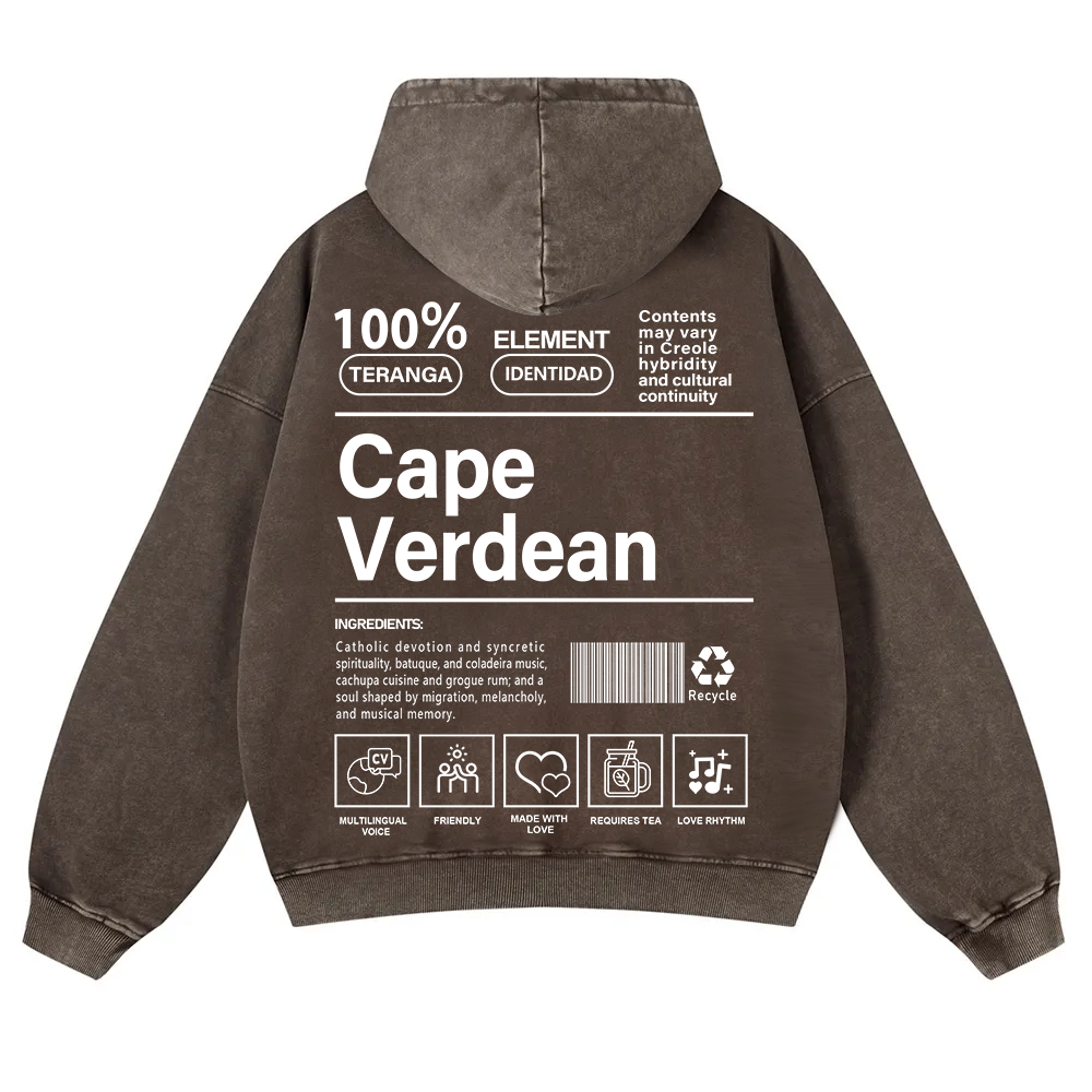 Cape Verdean Unisex Fit  Washed Hoodie wearishow