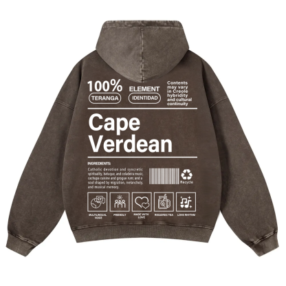 Cape Verdean Unisex Fit  Washed Hoodie wearishow