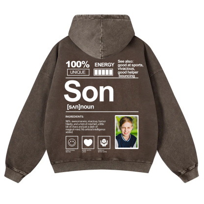 Addcustom Photo Son Vintage Washed Hoodie