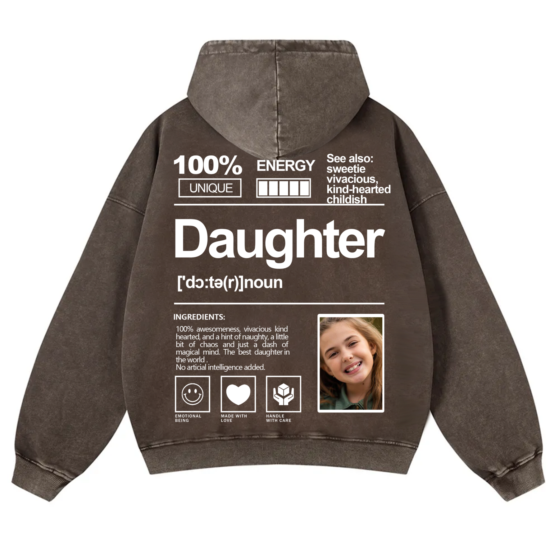 Addcustom Photo family Vintage Washed Hoodie