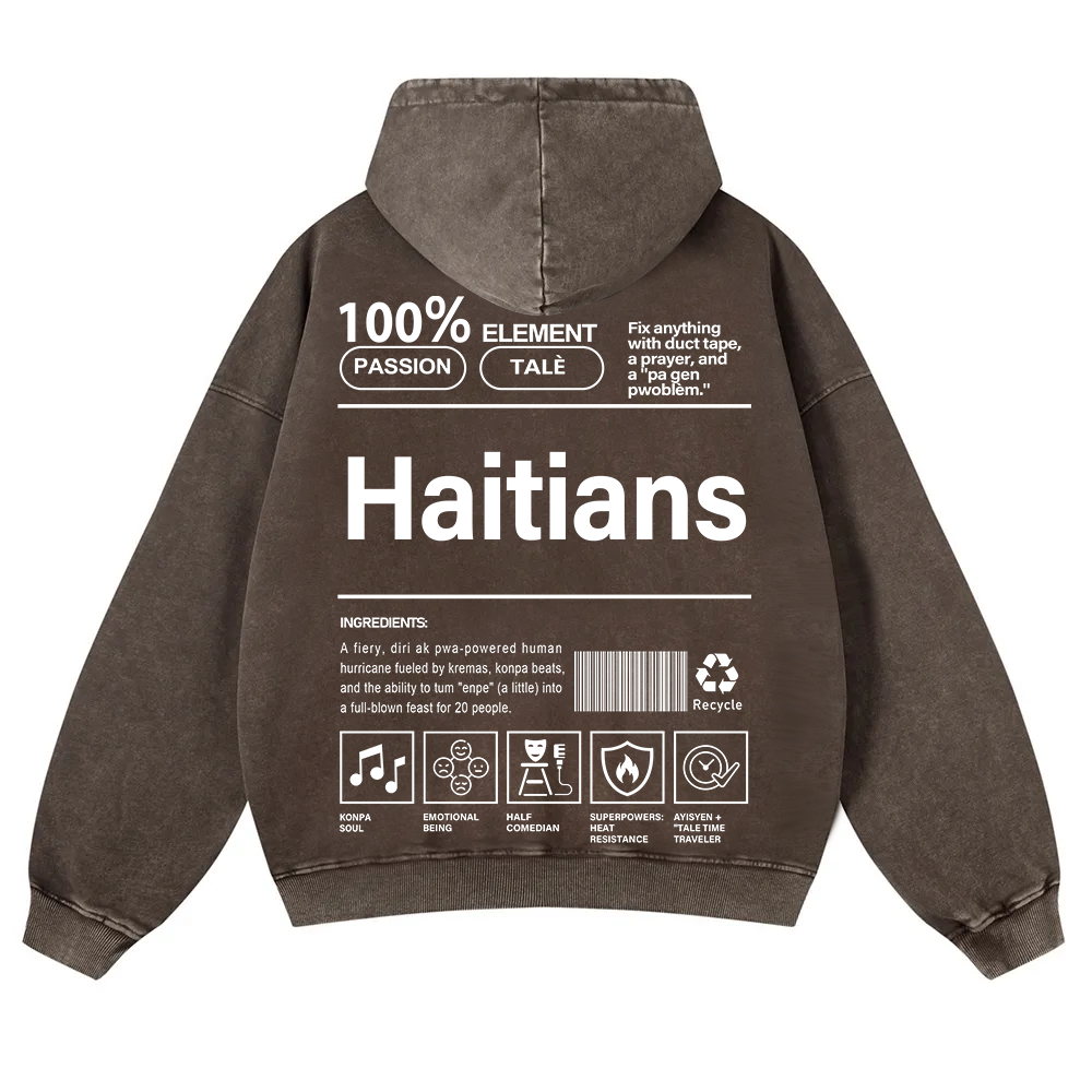 Haitians Unisex Fit  Washed Hoodie wearishow