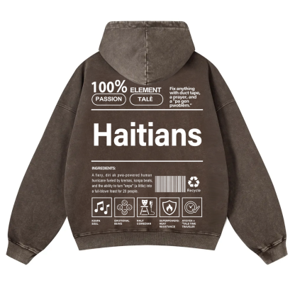 Haitians Unisex Fit  Washed Hoodie wearishow
