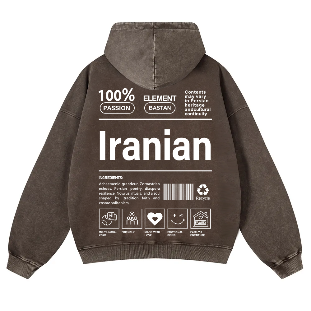 Iranian Unisex Fit  Washed Hoodie wearishow