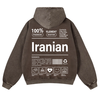Iranian Unisex Fit  Washed Hoodie wearishow