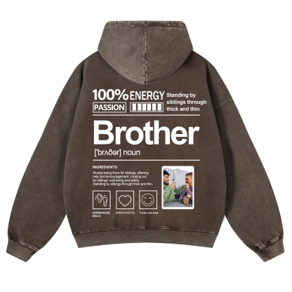 Addcustom Photo Brother Vintage Washed Hoodie