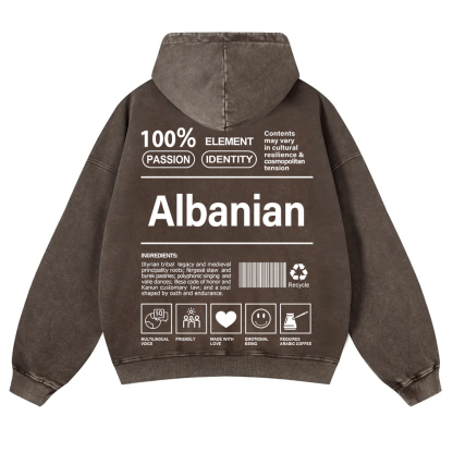 Albanian Unisex Fit  Washed Hoodie wearishow
