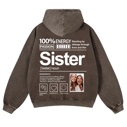 Addcustom Photo Sister Vintage Washed Hoodie