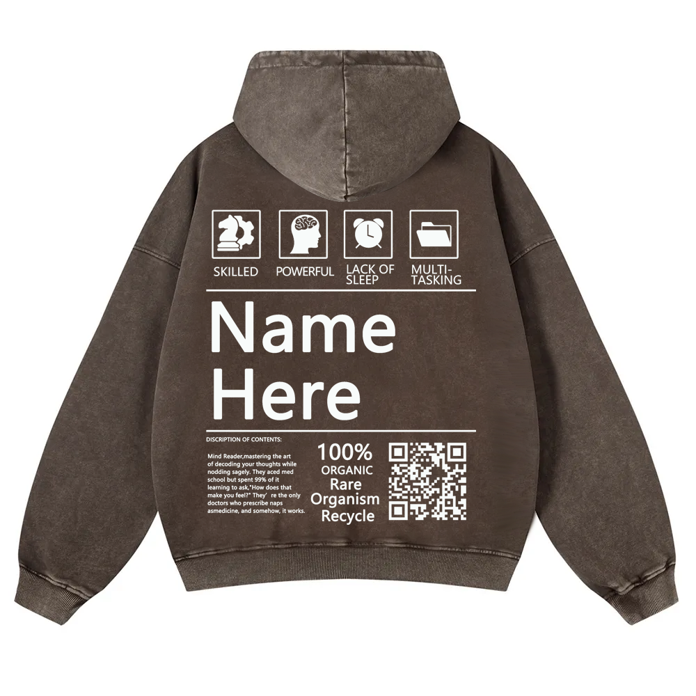 QR Code Customized Unisex Fit Washed Hoodie