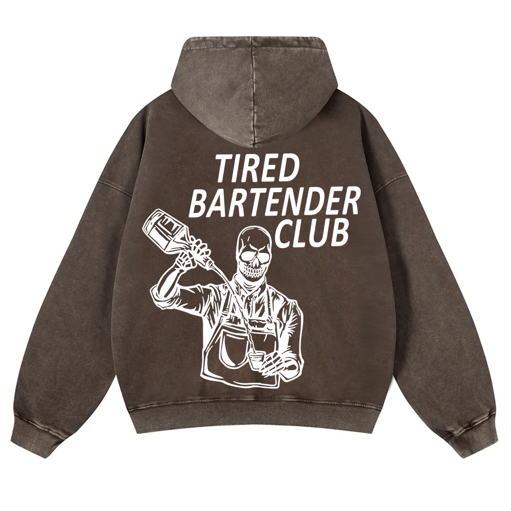 Tired Bartender Club Unisex Fit  Washed Hoodie wearishow