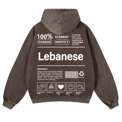 Lebanese Unisex Fit  Washed Hoodie wearishow