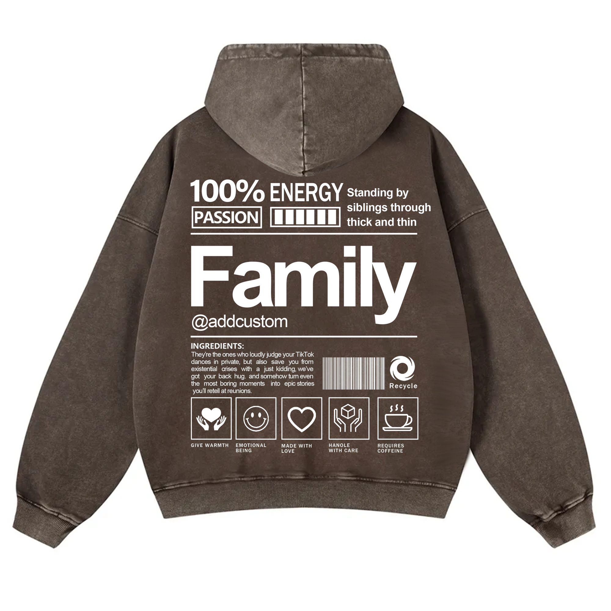 Family Addcustom  Vintage Washed Hoodie