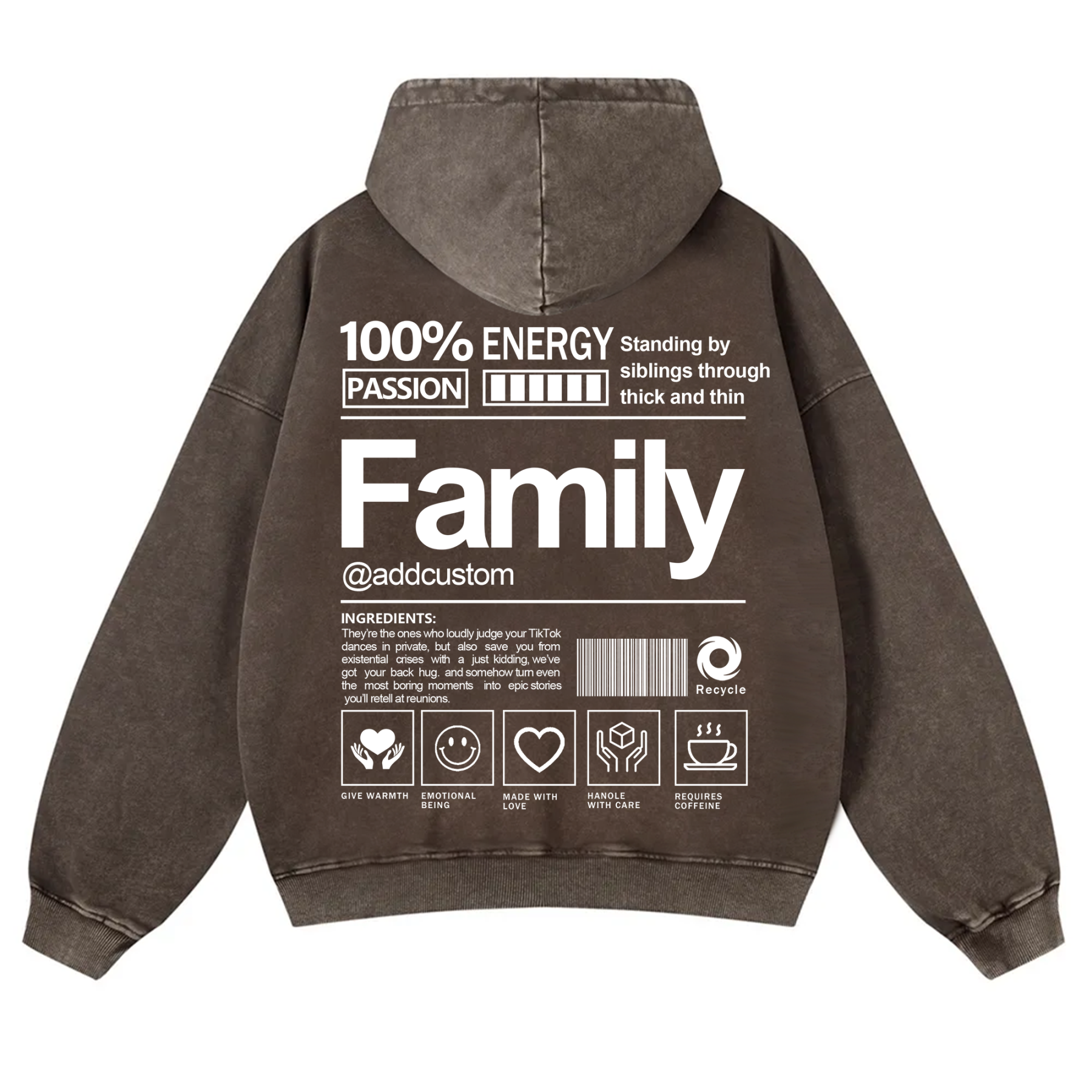 Family Addcustom  Vintage Washed Hoodie