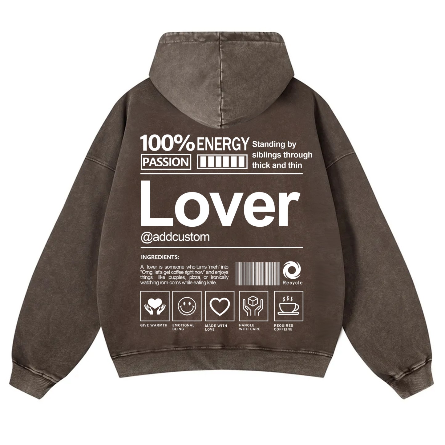 Lover Addcustom  Vintage Washed Hoodie