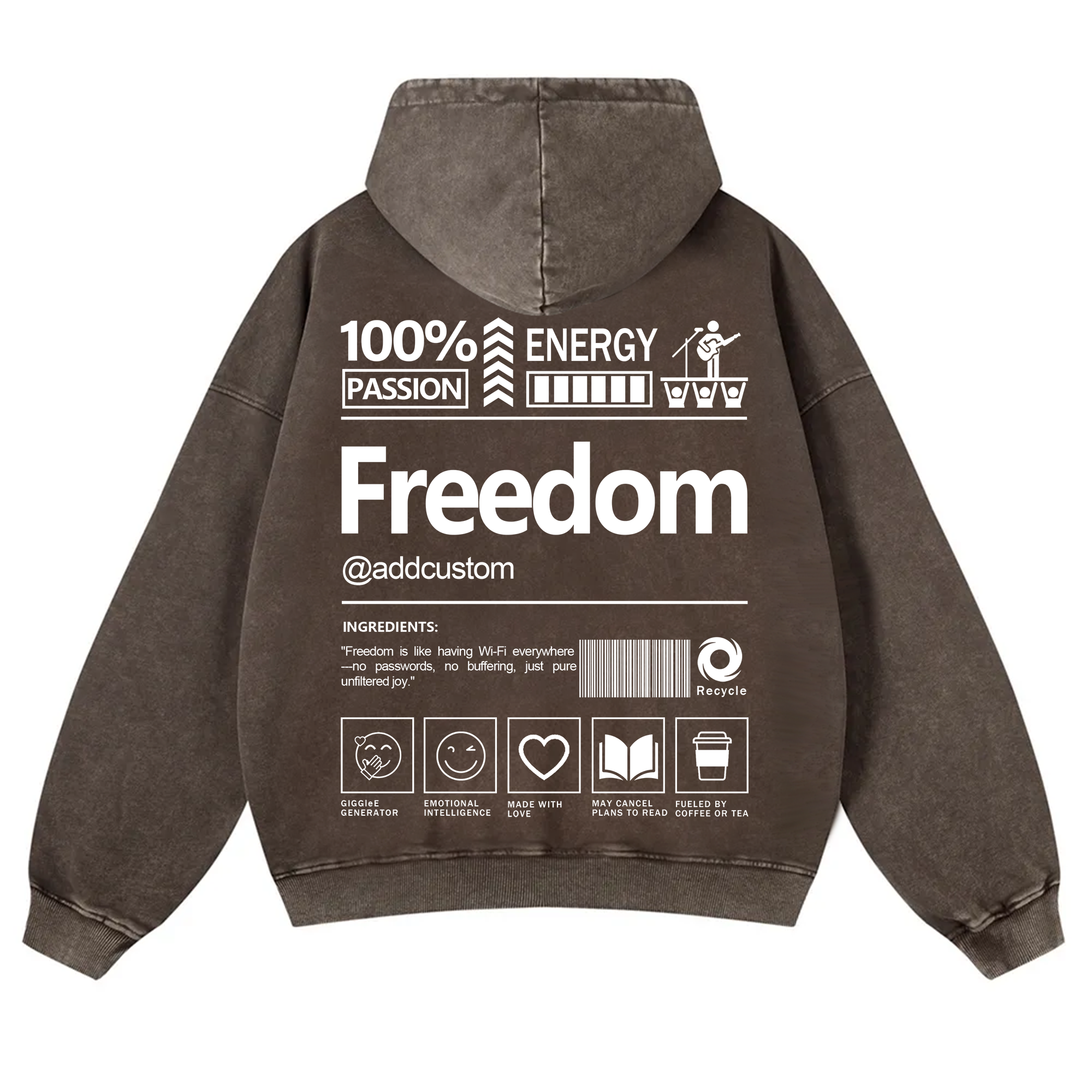 Freedom Addcustom  Vintage Washed Hoodie