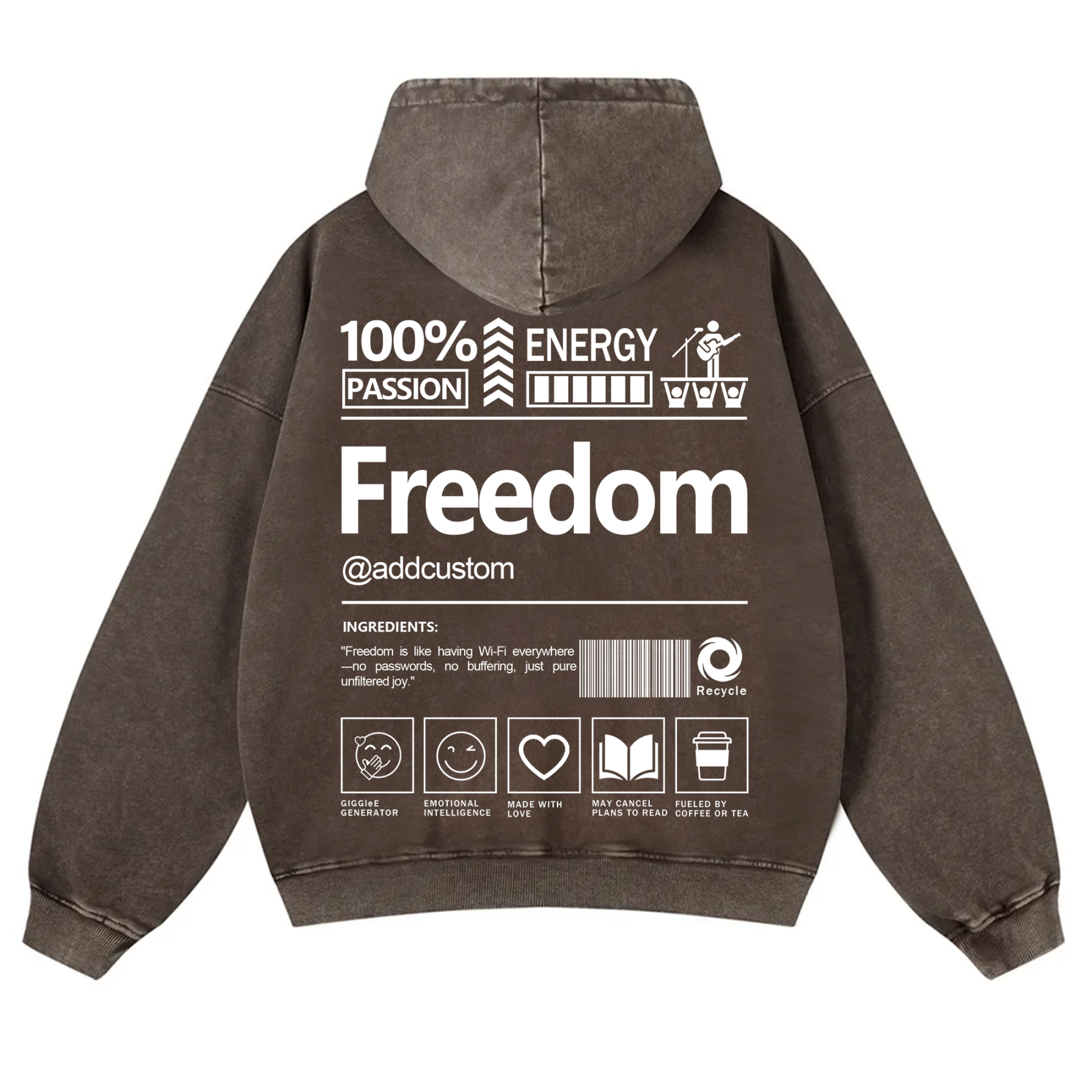Freedom Addcustom  Vintage Washed Hoodie