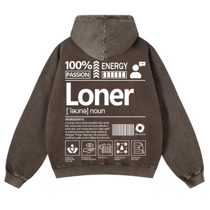 Loner Unisex Fit Vintage Washed Hoodie