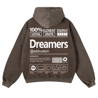 Dreamers Addcustom Unisex Fit Vintage Washed Hoodie