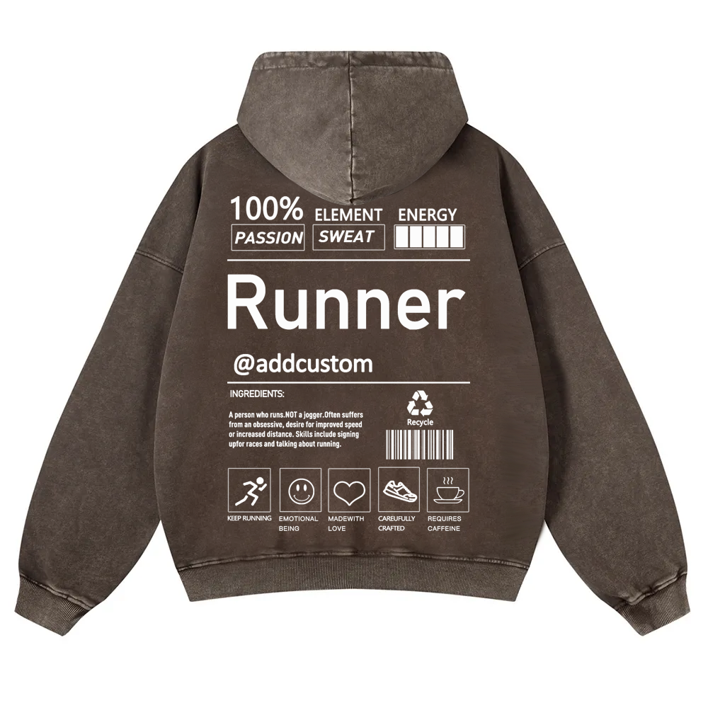 Addcustom Runner Casual Washed Hoodie
