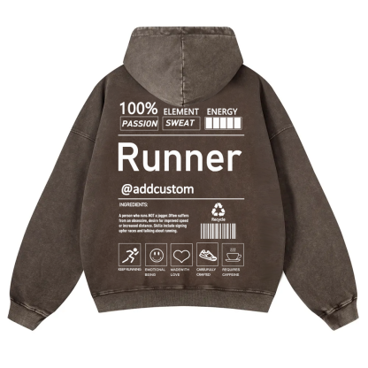Addcustom Runner Casual Washed Hoodie