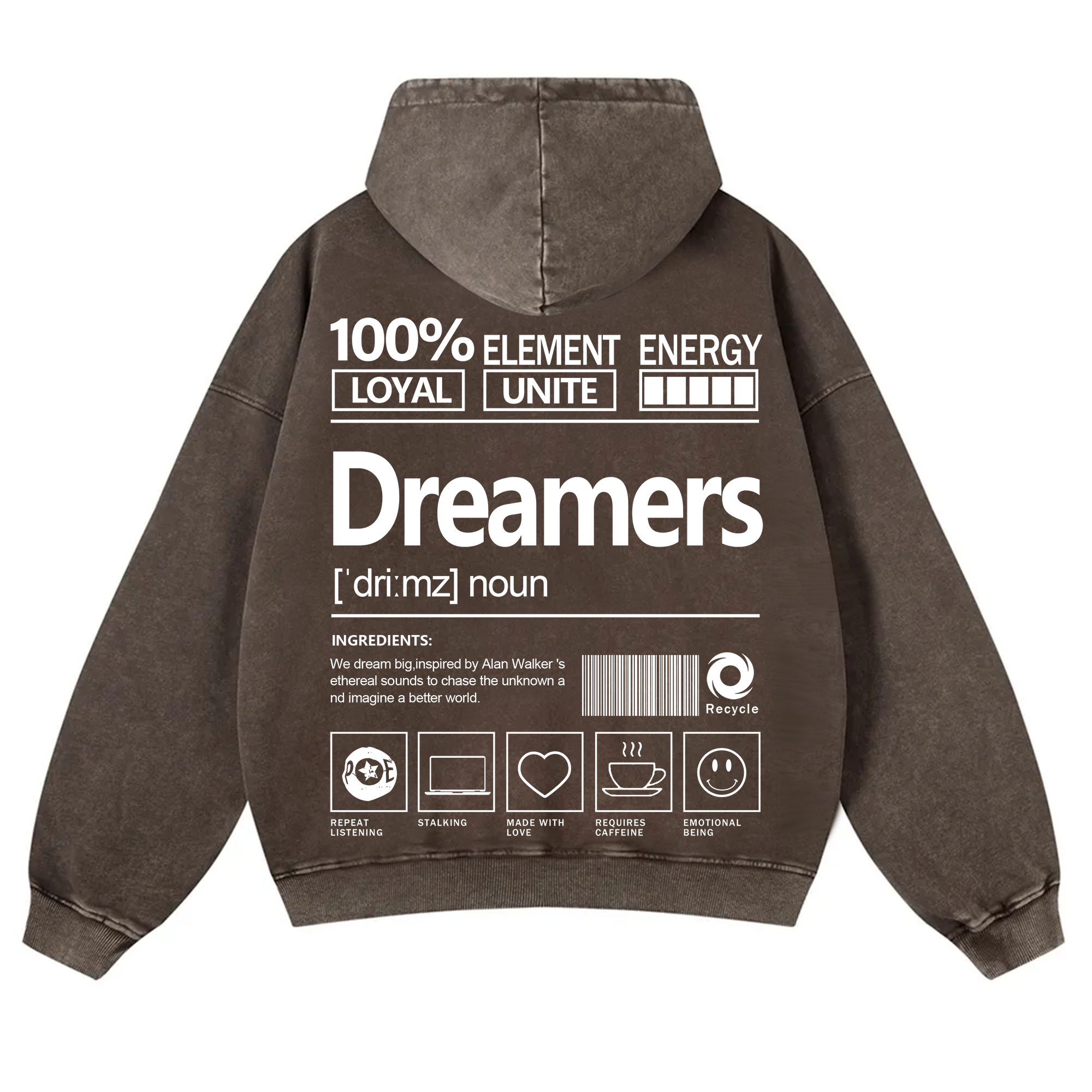 Dreamers Unisex Fit Vintage Washed Hoodie