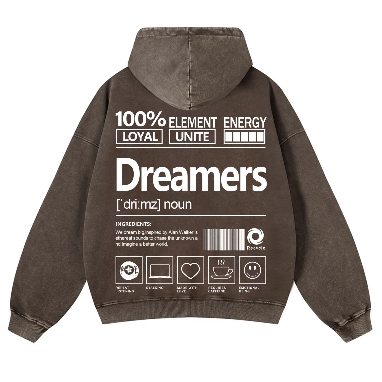 Dreamers Unisex Fit Vintage Washed Hoodie