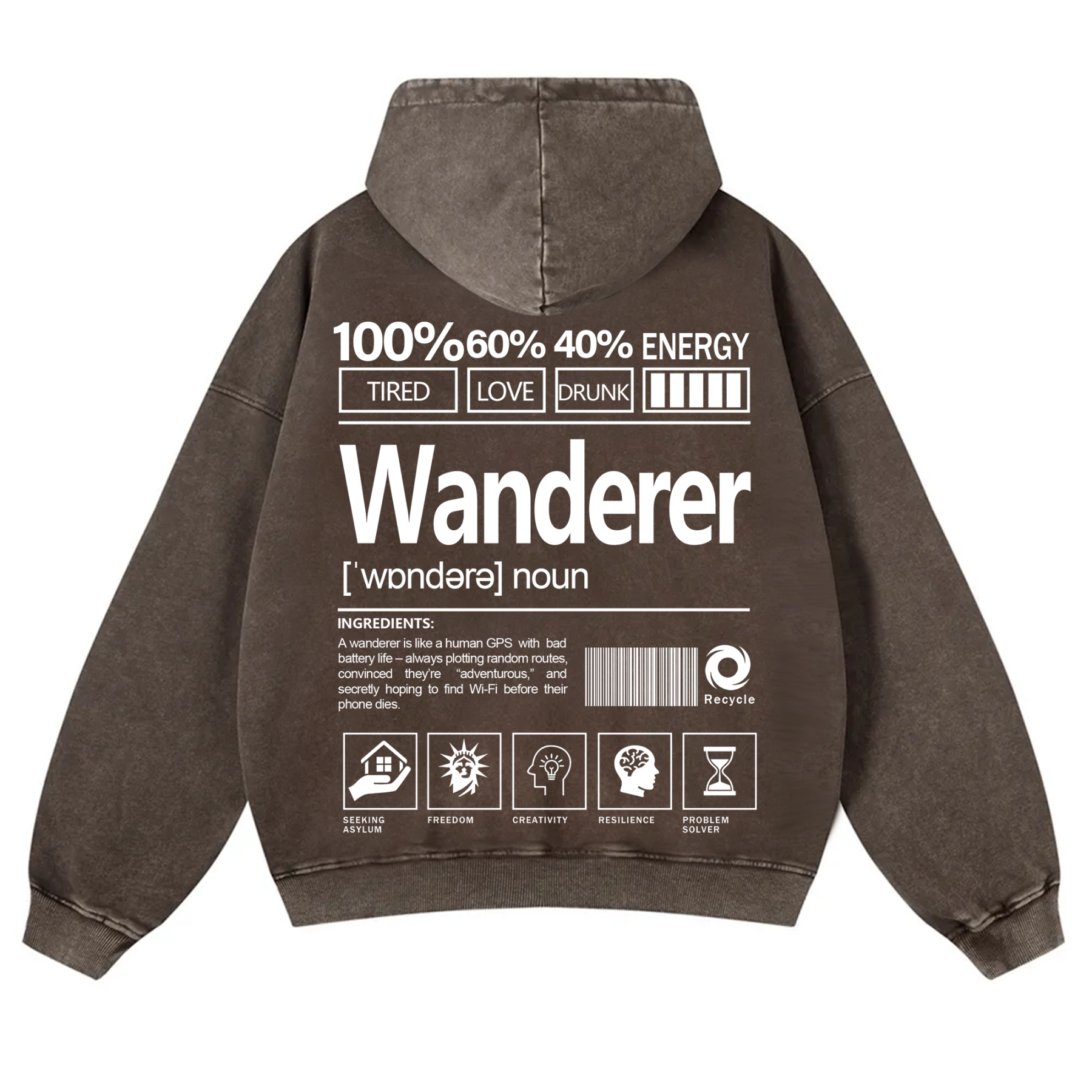 Wanderer Unisex Fit Vintage Washed Hoodie