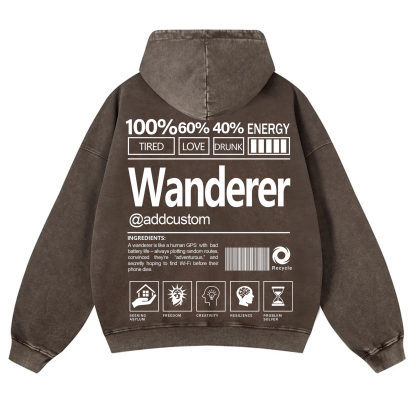 Wanderer Addcustom Unisex Fit Vintage Washed Hoodie