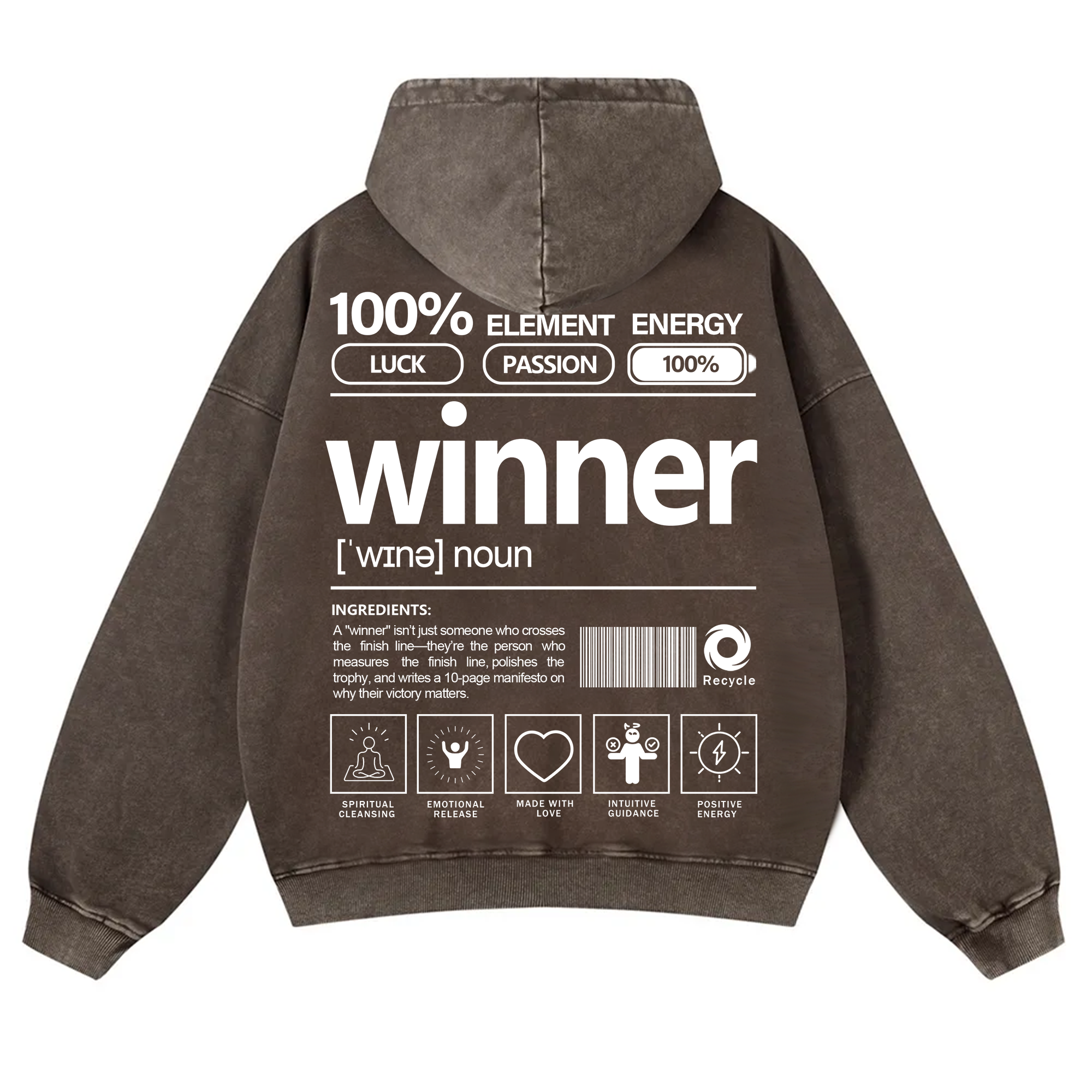 Winner Unisex Fit Vintage Washed Hoodie