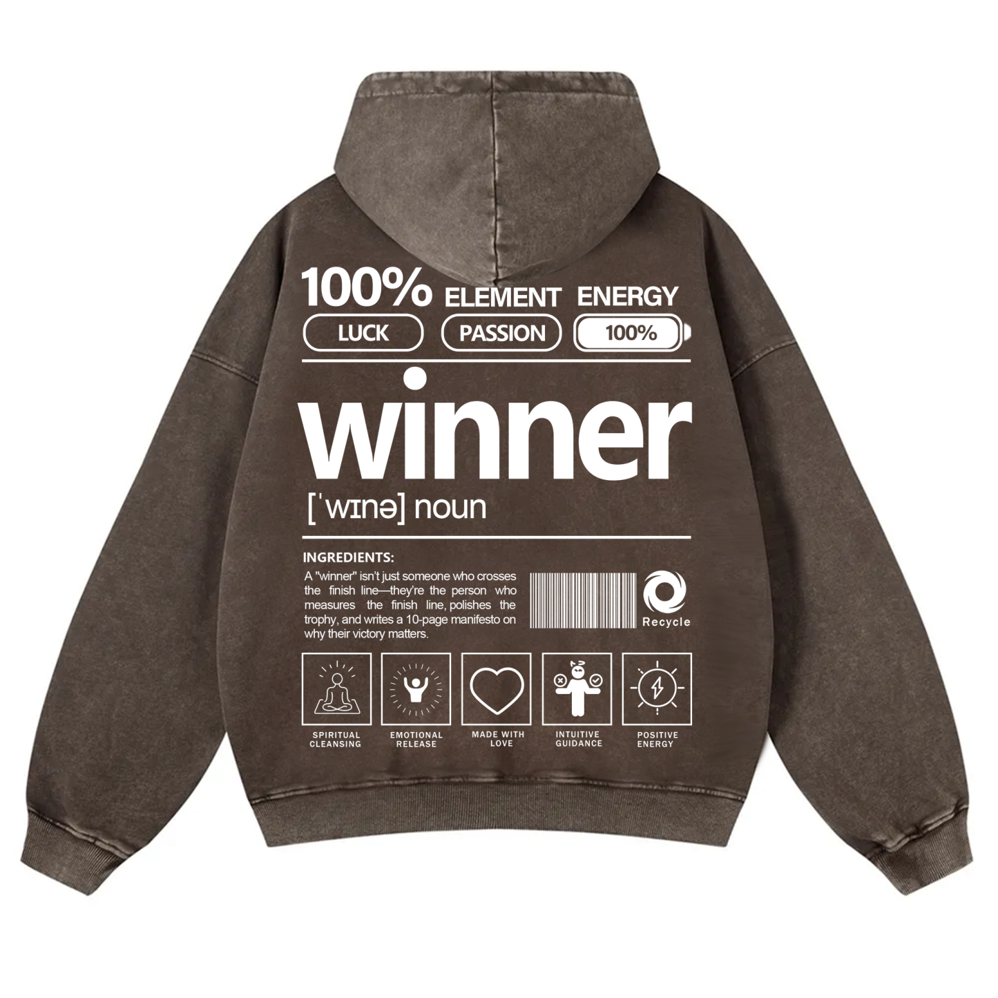 Winner Unisex Fit Vintage Washed Hoodie