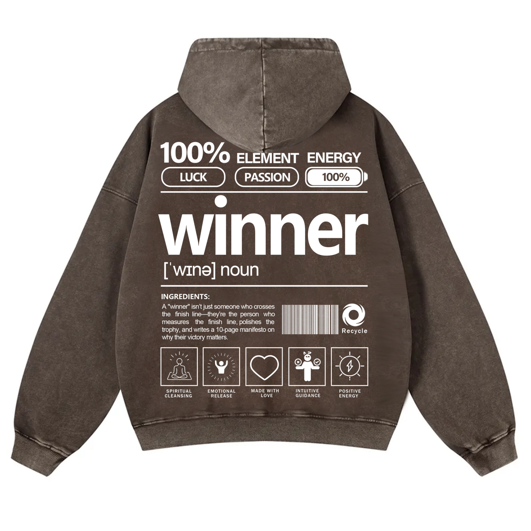 Winner Unisex Fit Vintage Washed Hoodie
