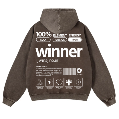 Winner Unisex Fit Vintage Washed Hoodie
