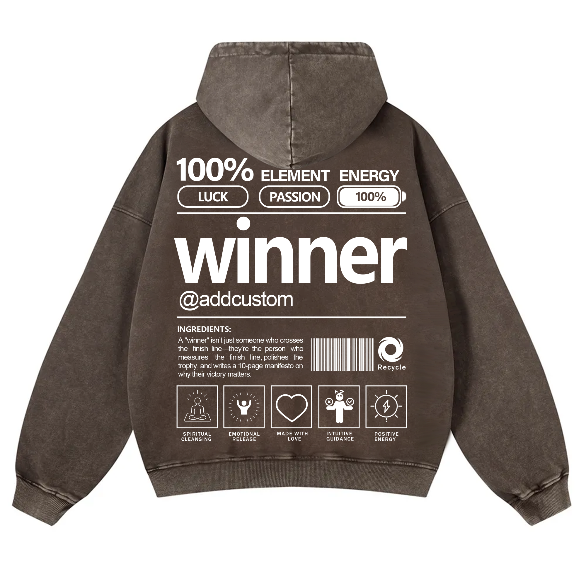 Winner Addcustom Unisex Fit Vintage Washed Hoodie