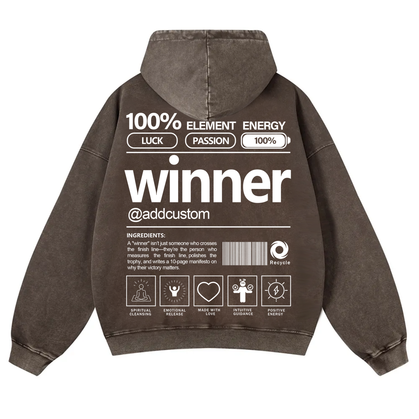 Winner Addcustom Unisex Fit Vintage Washed Hoodie
