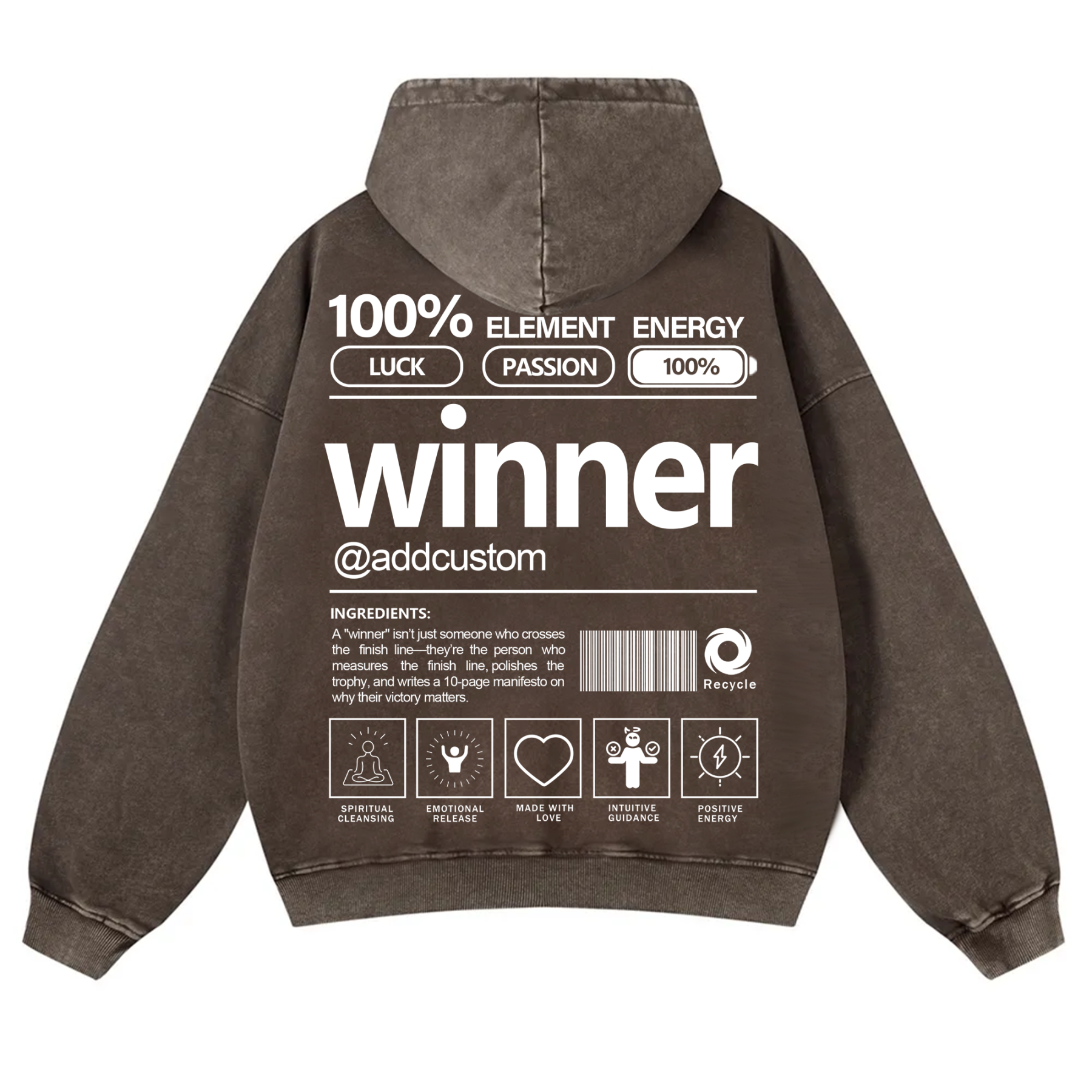 Winner Addcustom Unisex Fit Vintage Washed Hoodie