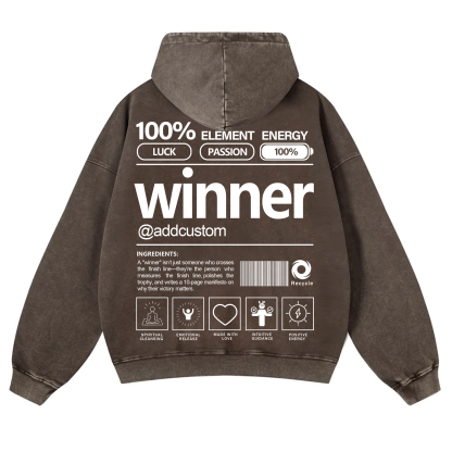 Winner Addcustom Unisex Fit Vintage Washed Hoodie