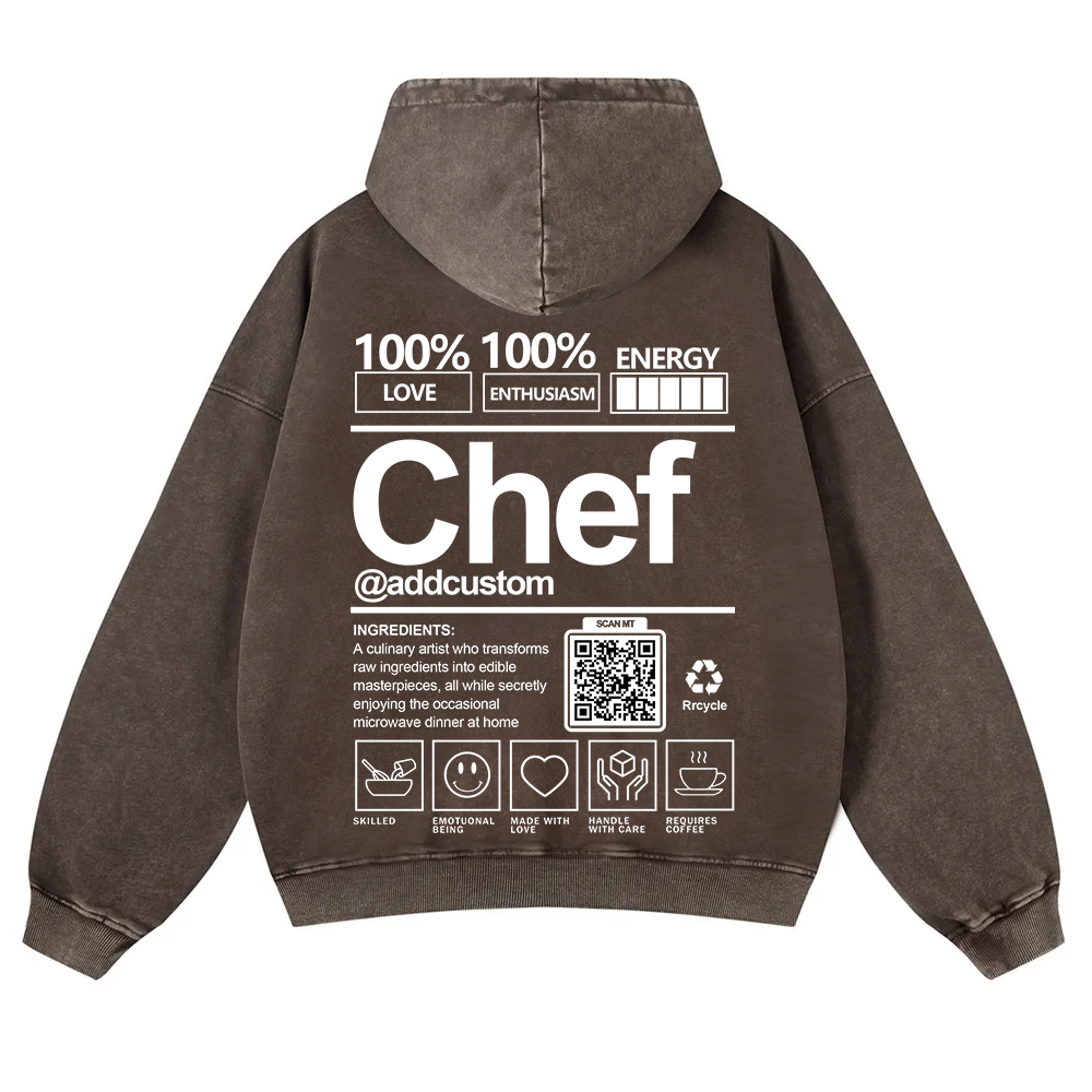 Chef Addcustom QR Code Unisex Fit Vintage Washed Hoodie
