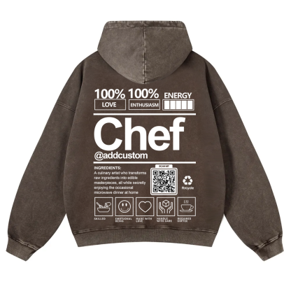 Chef Addcustom QR Code Unisex Fit Vintage Washed Hoodie