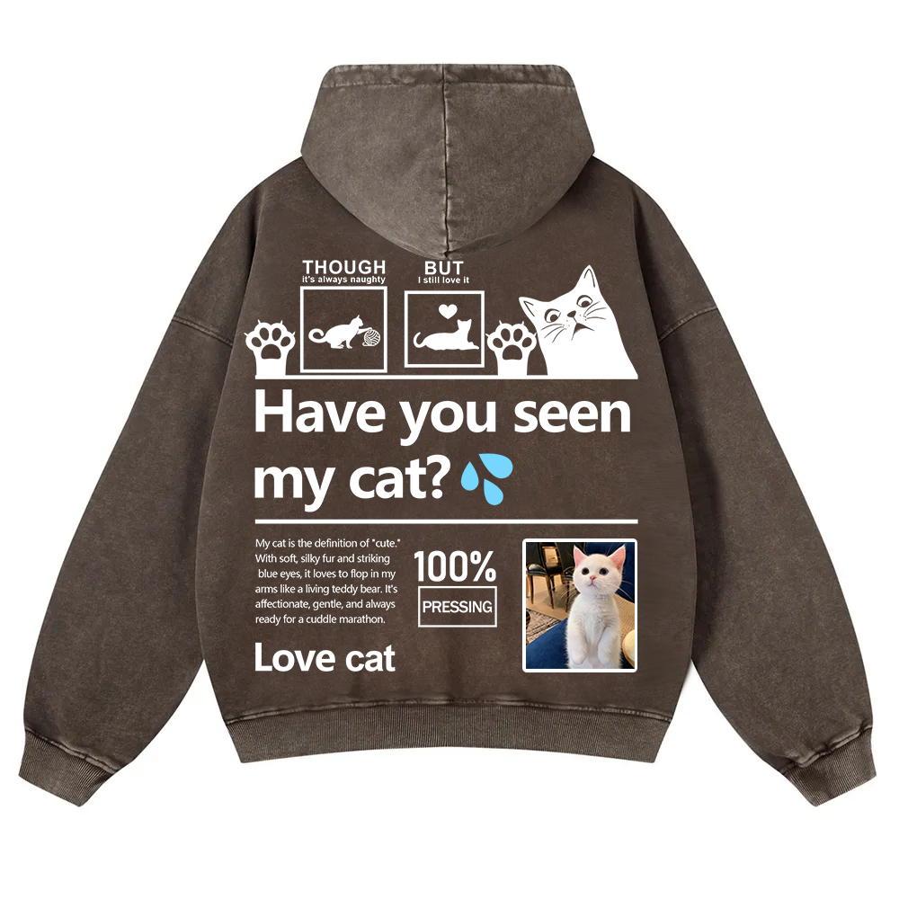 Cat Trick Customized Unisex Casual Washed Hoodie wearishow