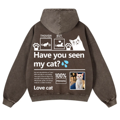 Cat Trick Customized Unisex Casual Washed Hoodie wearishow