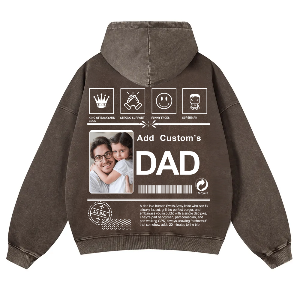 DAD Custom Casual Washed Hoodie wearishow